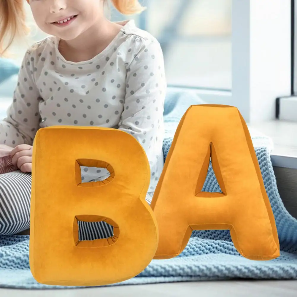 

English Letter Pillow Soft PP Cotton Fully Filled Teaching Words Game Prop Companion Sleep Pillow 26-Alphabet Stuffed Doll Kids