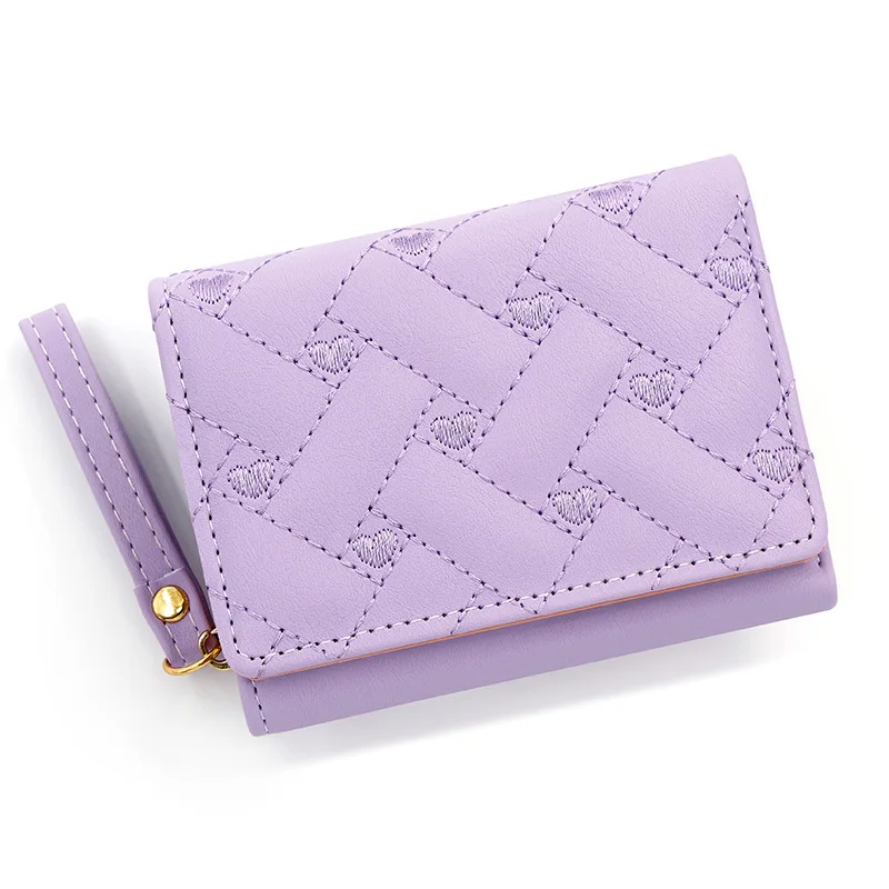 Women Short Wallets Kawaii Cute Luxury Designer Tri-fold Small Leather Card Holder Multi-card Slot Coin Purse