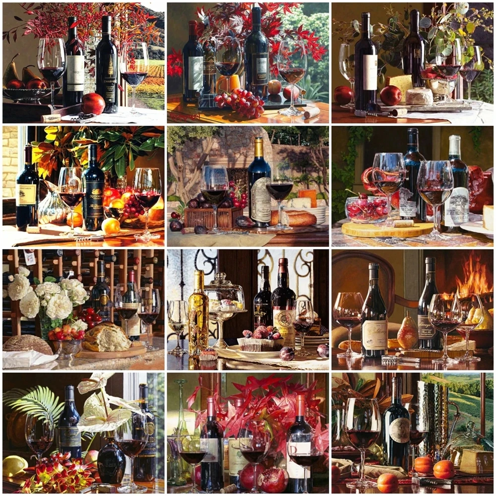 Алмазная живопись AZQSD мозаика из фруктов и вина полный квадратный подарок