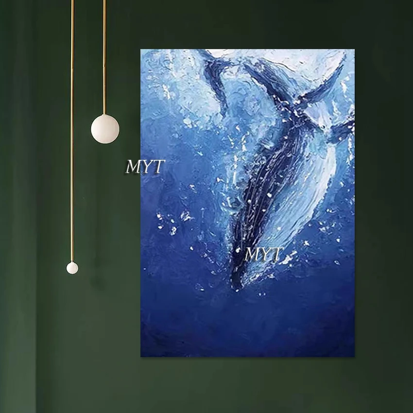 3D животное современное искусство холст картина без рамки киты в глубоком море