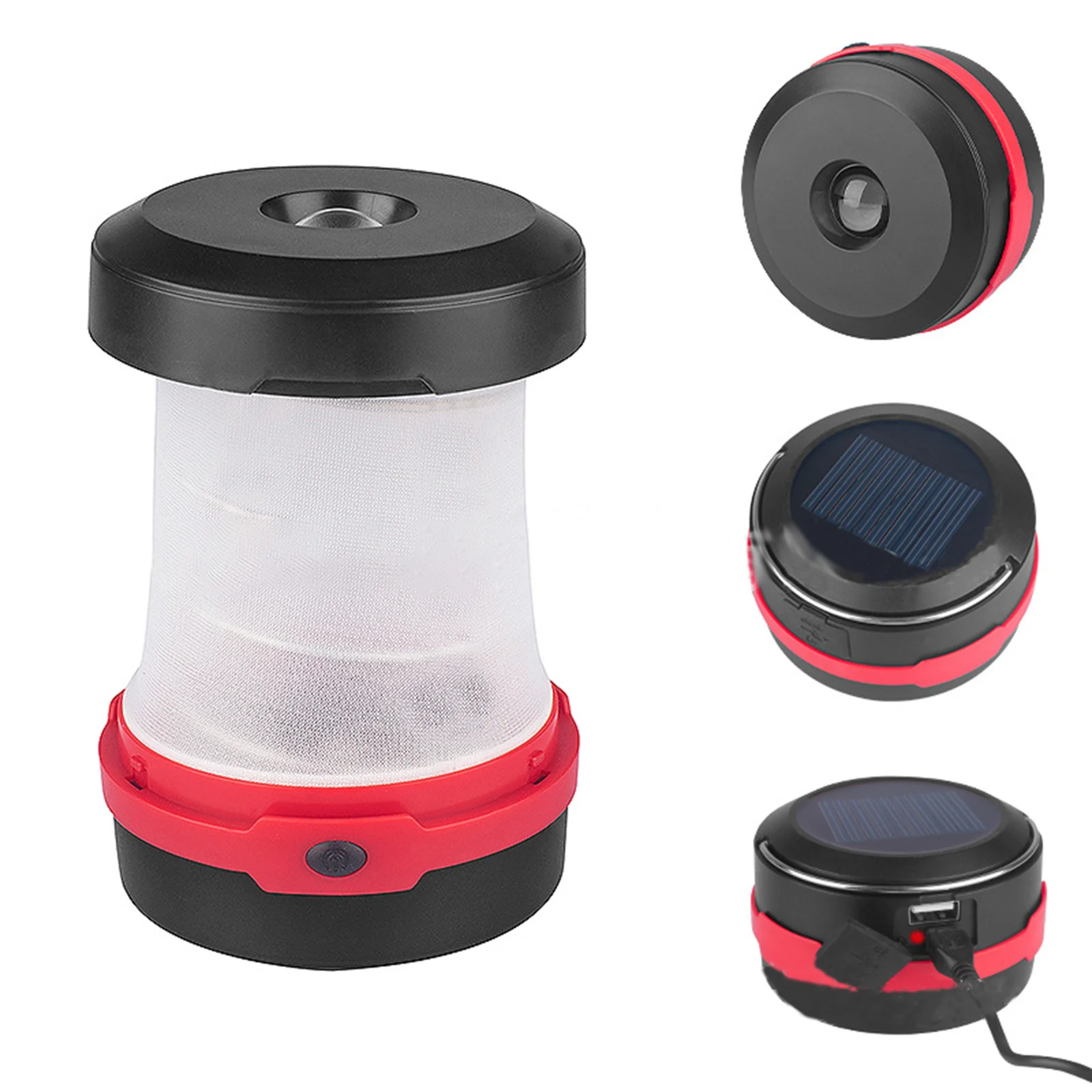 

Solar LED Camping Lantern Solar Or USB Rechargeable Collapsible LED Light 4 Modes For Camping Hiking Fishing Emergency