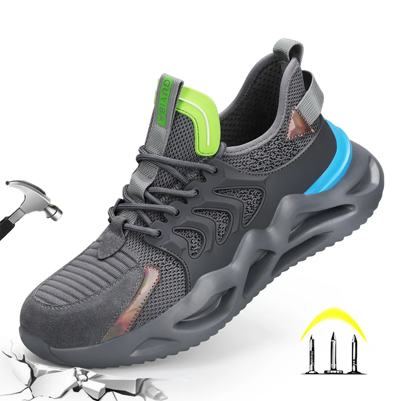 

CHNMR New Breathable Sneaker For Men Safety Shoes Indestructible Platform Hombre Platform Boots Casual Non Slip Work Botas