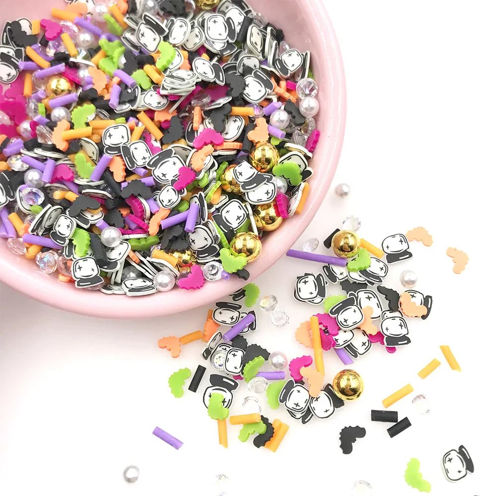 

20g/lot Crystal Pearl Beads Mixed Cartoon Bat Slices Polymer Clay Sprinkles Decoration Supplies DIY Slime Filling Tiny Cute Klei