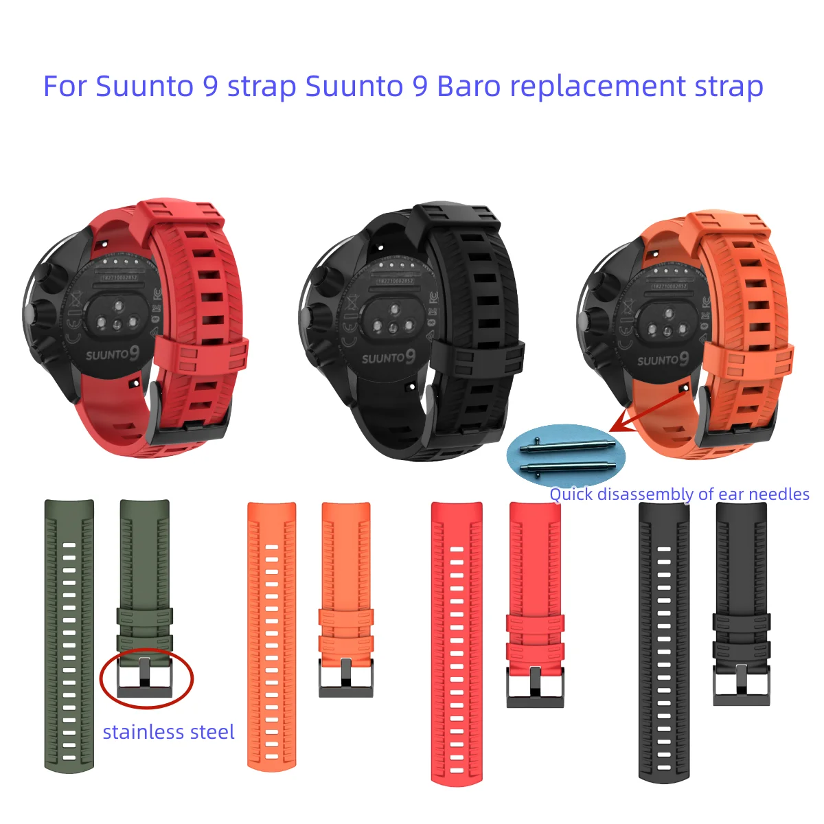 

Runcool 24mm soft silicone strap for SUUNTO 7, 9 Baro strap for SUUNTO D5, SUUNTO 7 Sports smart sports watch strap