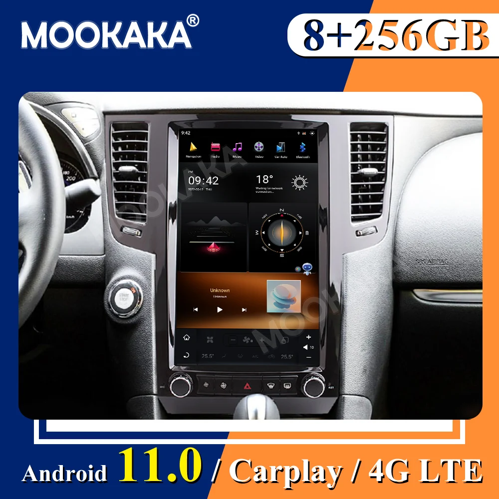 13.6 inch 8+256G For Infiniti FX FX25 FX35 FX37 Qx70 GPS Navi Radio stereo head unit vertical screen Android11 Car Multimedia