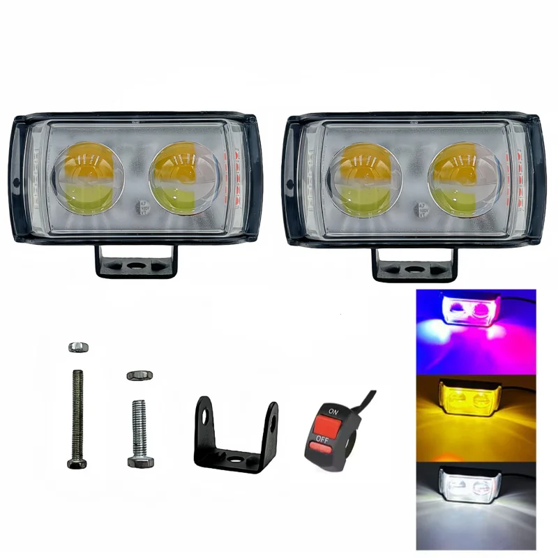 

Светодиодная мигалка для мотоцикла, противотуманная фара, вспомогательный прожектор, 4-цветный светильник для ATV, внедорожни...