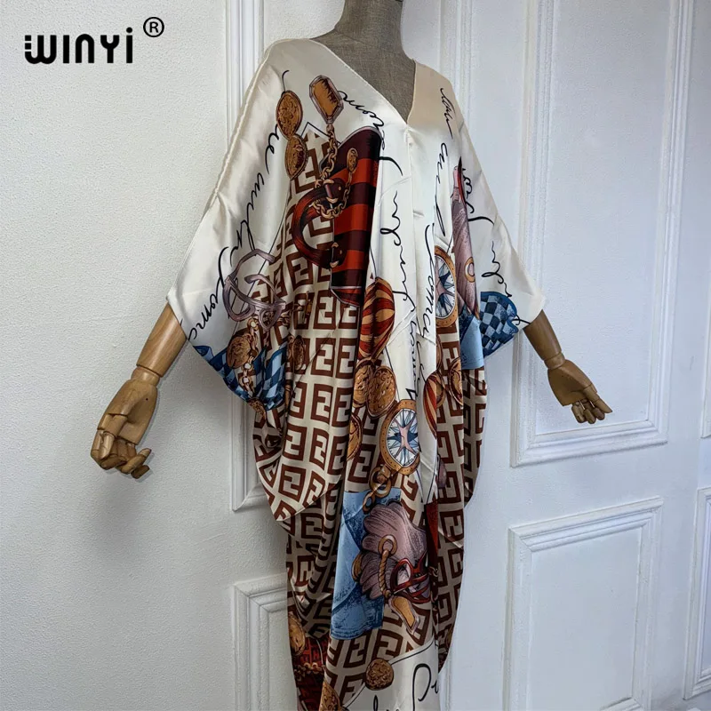 WINYI летнее Африканское платье с V-образным вырезом пляжная одежда принтом для