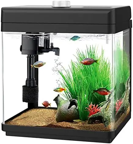 

Аквариумные наборы 1,5 галлонов Настольный маленький аквариум с фильтром и фотоэлементами (8 цветов регулировки) для пресной и соленой воды Betta Fi
