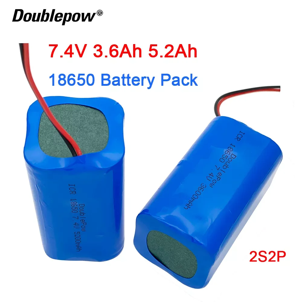 

NEW2023 Doublepow 7.4V 18650 lithium battery 3600mAh/5200mAh Rechargeable battery pack megaphone speaker protection board+XH-2P