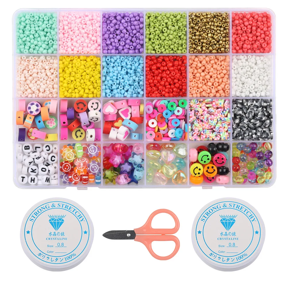 

Clay Beads Color Smiling Face Letter Bead Kit For DIY Bracelet Necklace Earrings Glass Seed Beads For Jewelry Making Accessories