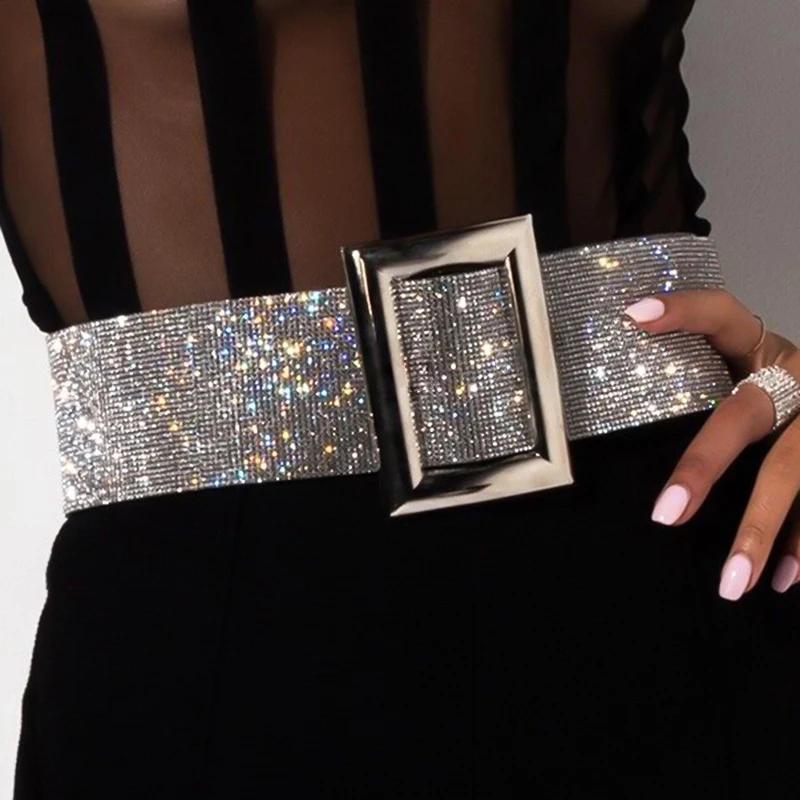 Fashion Sparkly Rhinestone 110 cm Waist Belt Adjustable Width Women Belt 2020 Hot Selling Hight Street Night Party Accessories