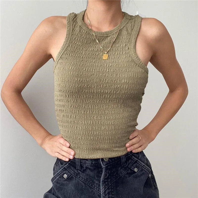 

Однотонная укороченная майка без рукавов с рюшами, женская одежда 90-х Y2k, уличная одежда, Детская футболка, выходной Топ, Женская Эстетическа...