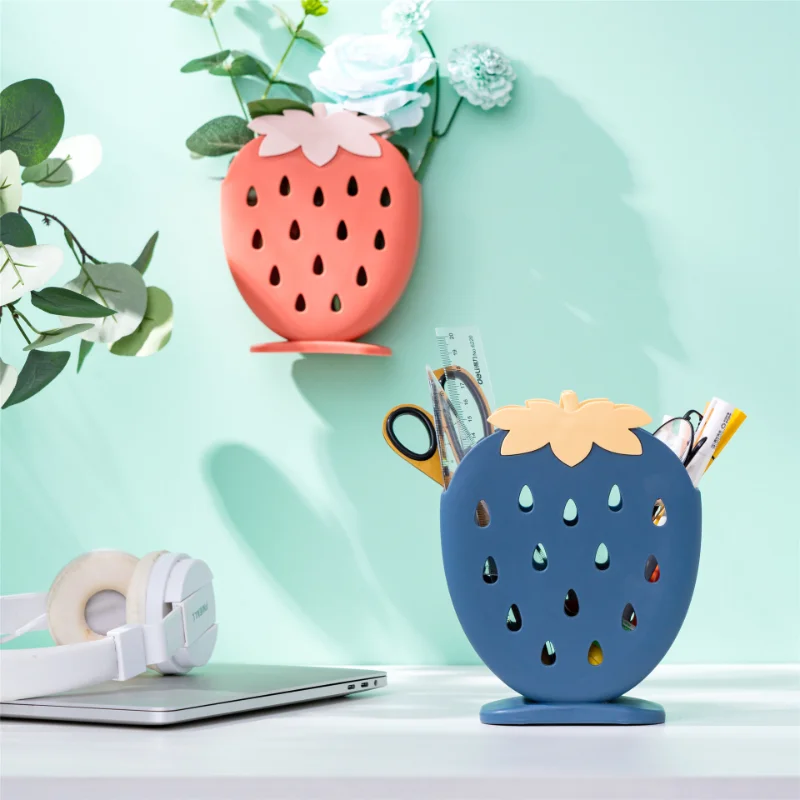 

Cute Strawberry Chopsticks Holder Drain Rack Kitchen Tableware Storage Rack Hollow Cutlery Drainer Spoon Fork Knife Shelf Holder