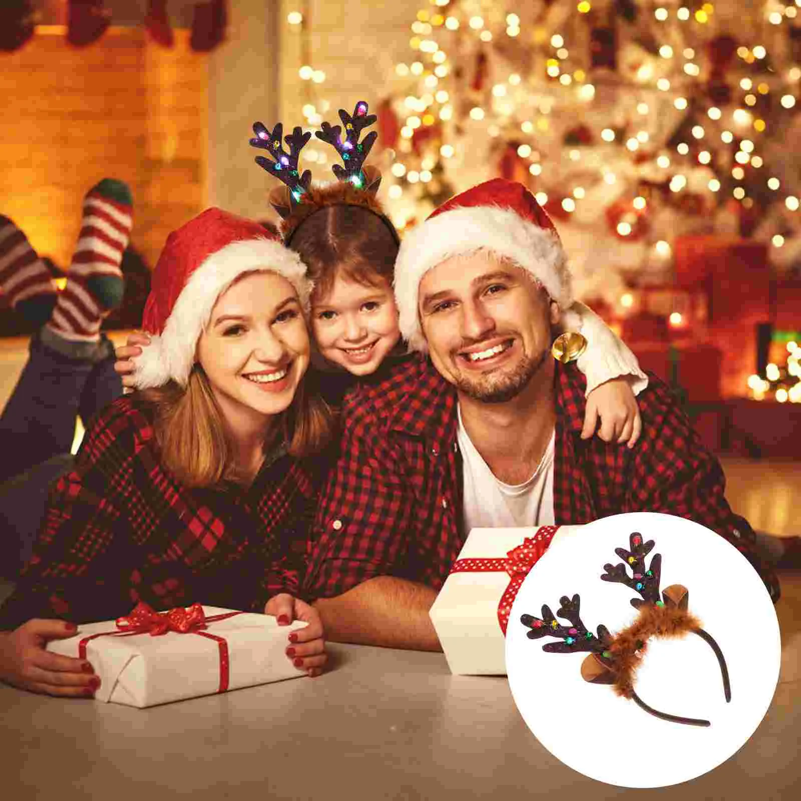 

4 Pcs Ear Girl Child Hairclips Luminous LED Headdress Christmas Antler Headband