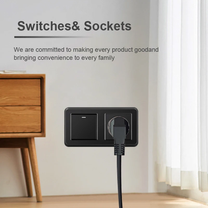 Евророзетка настенная NYWP с клавишным выключателем 220 В 16 А usb157 * 86