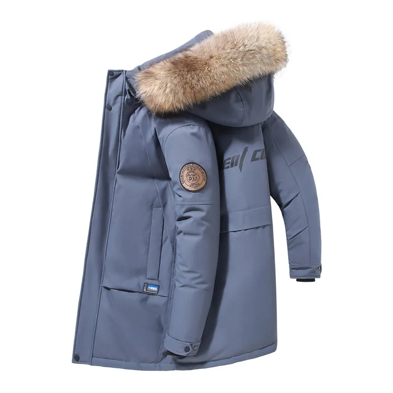 2022 Winter Men's Thicken Warm Puffer Jacket Youth Fashion Big Fur Collar Parkas 90% White Duck Down Coat Snow Windbreaker