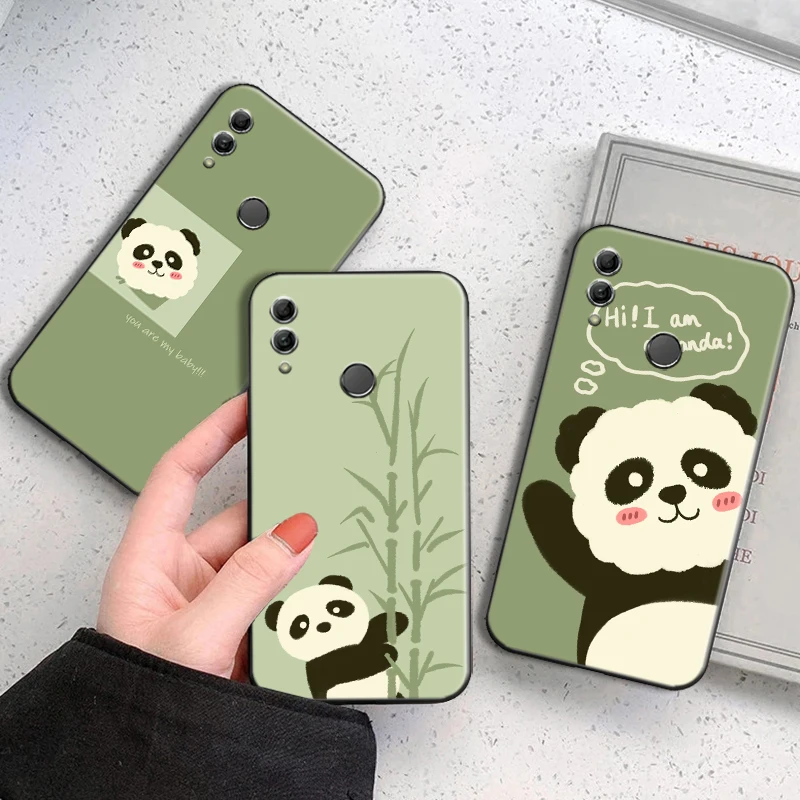 

Cartoon Cute Panda Bear Phone Case For Huawei Honor 7A 7X 8 8X 8C 9 V9 9A 9S 9X 9 Lite 9X Lite 8 9 Pro Soft Liquid Silicon Back