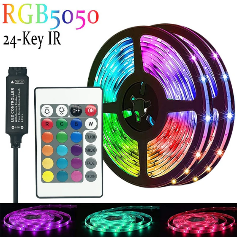 

20M Led Lights for Bedroom Music Sync Color Changing 5050 RGB LED Strip for Home Party with 24 Key IR Remote