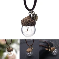 1 pc vintage glass ball pendant necklace acorn pinecone necklace dandelion flower rope chain for men women gift jewelry