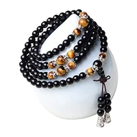 natural obsidian bracelet black buddha onyx stone 108 bracelet handmade accessoriestiger eye multi turn bracelet for women