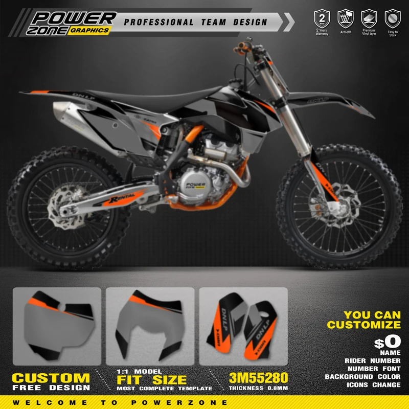 Набор наклеек PowerZone для KTM SX SXF 2013-2015 EXC XCW Enduro 2014-2016 125-500cc 123
