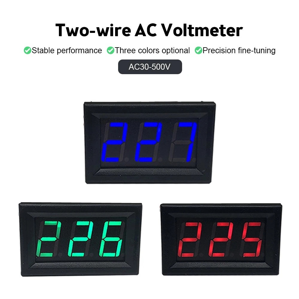 

0.56 Inch AC LED Digital Voltmeter 3-500V Voltage Meter Auto Car Mobile Power Voltage Tester Detector Green Blue Red