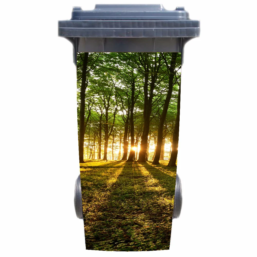 

DIY modern sunshine forest Adhesive Removable Waterproof Sticker Decals Rubbish bin trash can Cover sticker 120liter 240liter