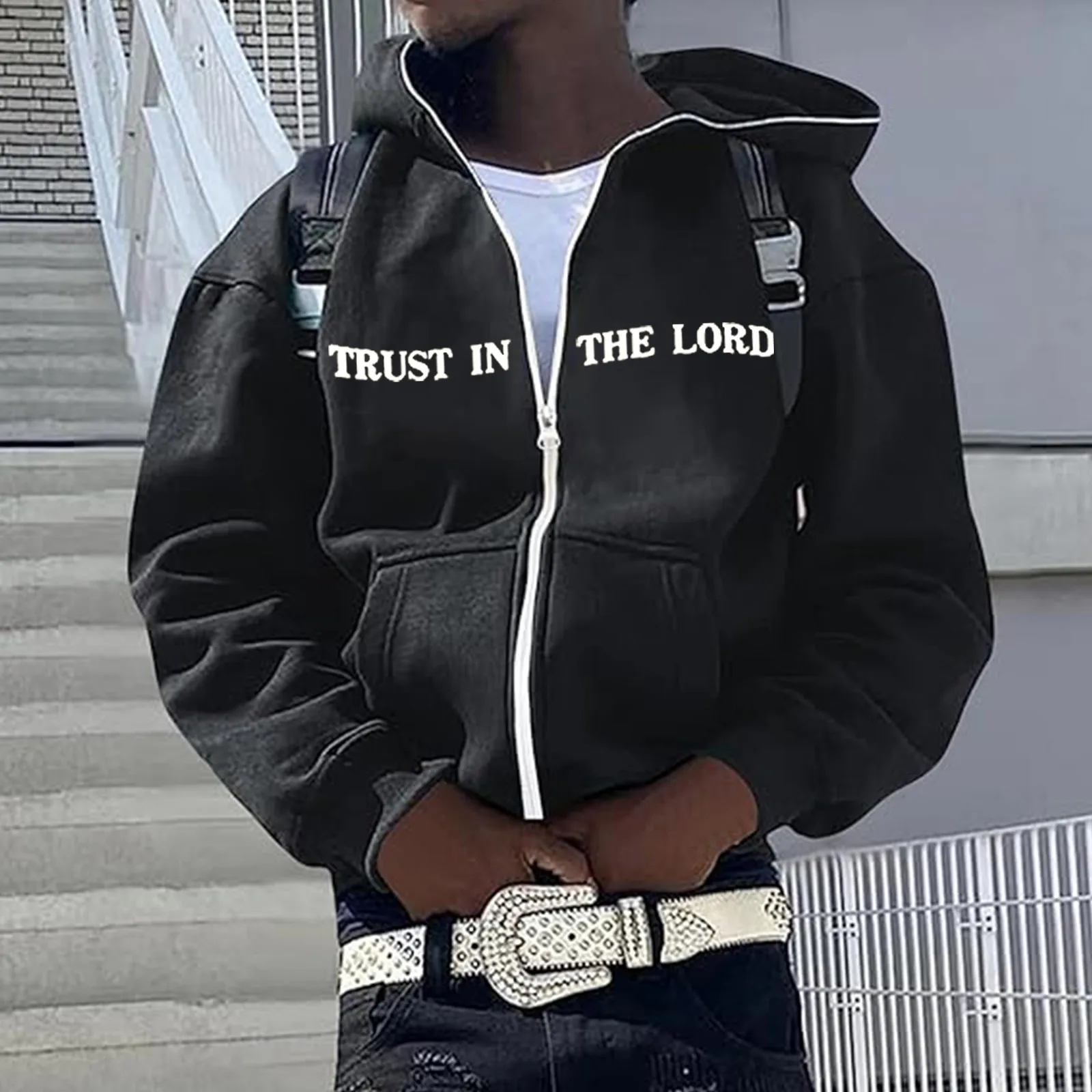 Толстовка унисекс винтажная на молнии повседневный свитшот с капюшоном и