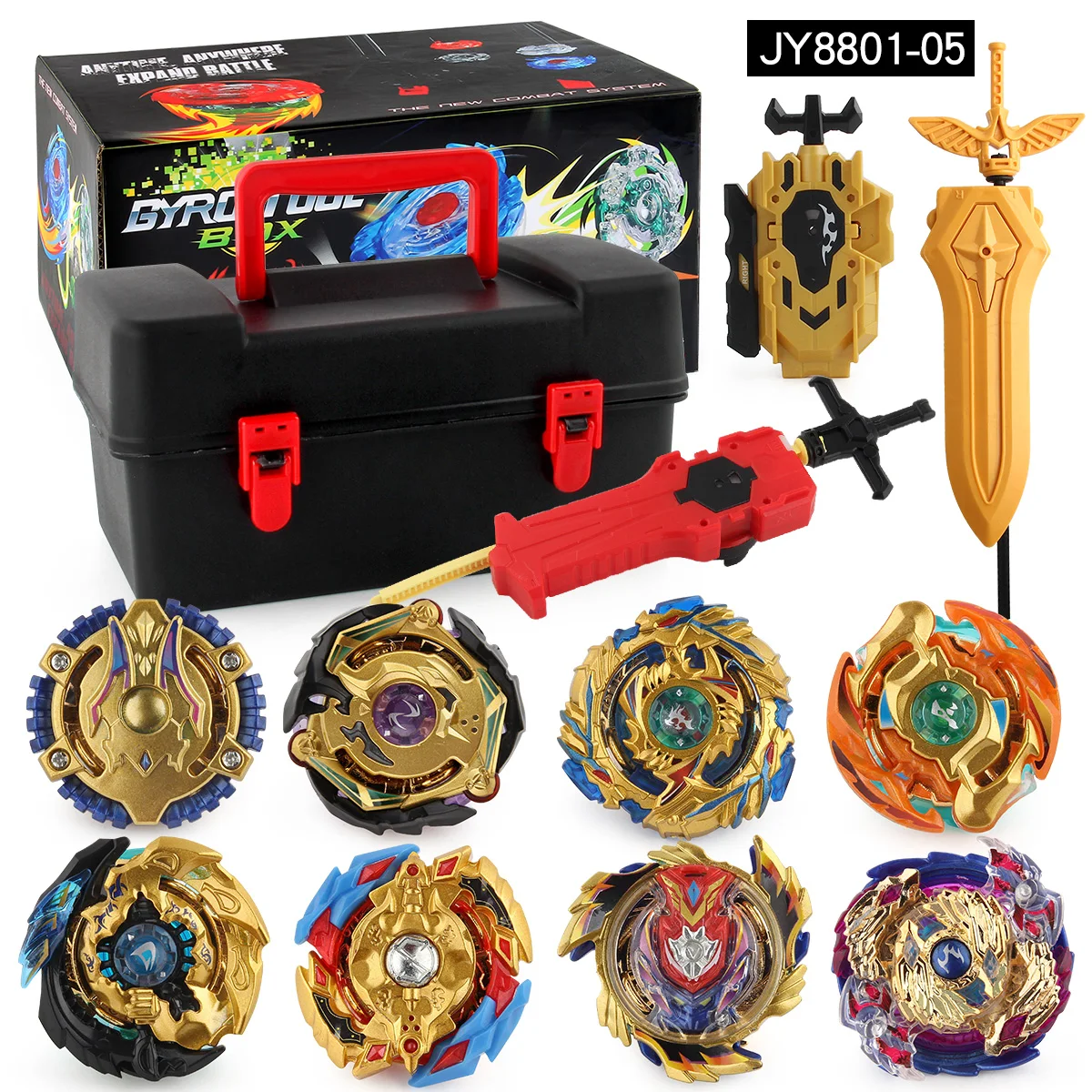 

Blay Blade Metal Fusion Toupie Burst Set with 8 Gold Gyro and Wire Ruler Antenna Spinning Top Toys for Children