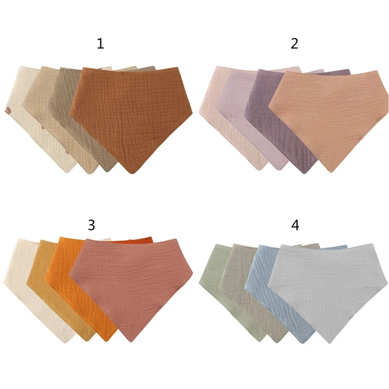 

4 Pcs Baby Infants Feeding Bib Soft Cotton Bandana Muslin Absorbent Saliva Towel