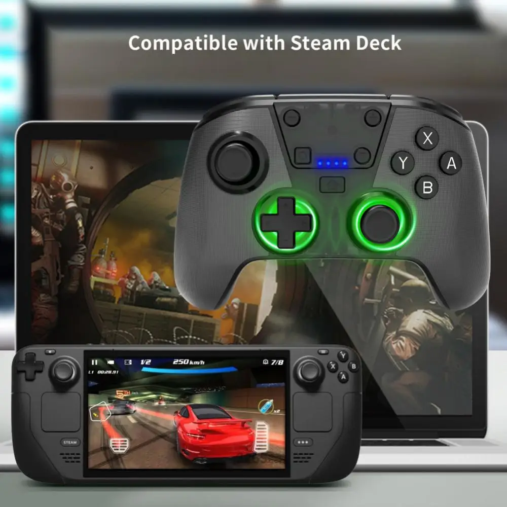 

Compatible Macro Programming Handle Multifunctiona With Six Axis For Switch Oled For Pc/for Steam Deck Black Wireless