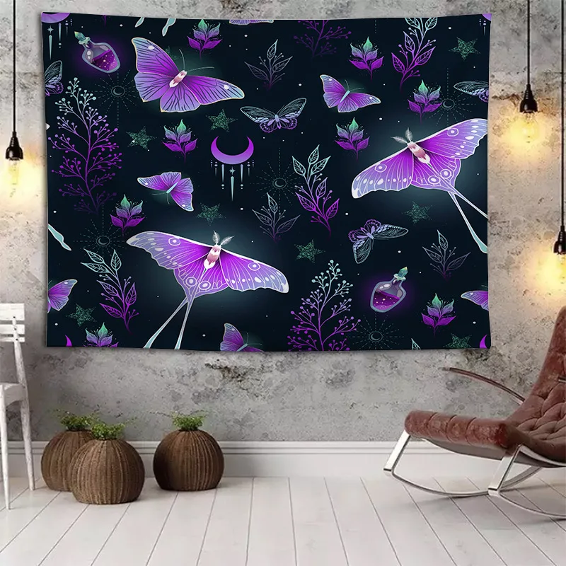 Настенный гобелен с принтом бабочки экзотические аксессуары декор эстетические