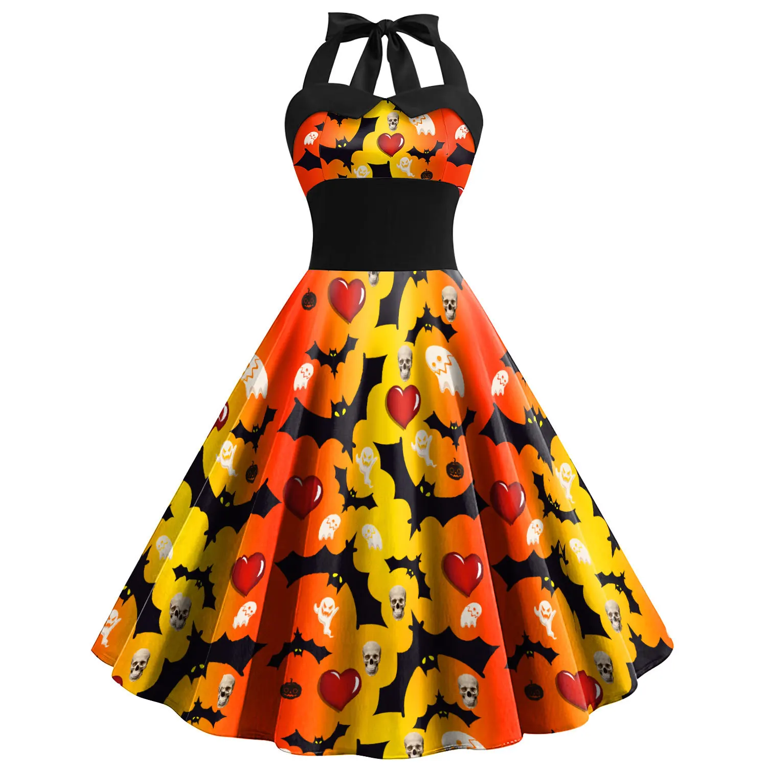 

3D Print High Waist Dresses Sexy Sleeveless Halter Camis Dress Women Clothing Streetwear Halloween Costume