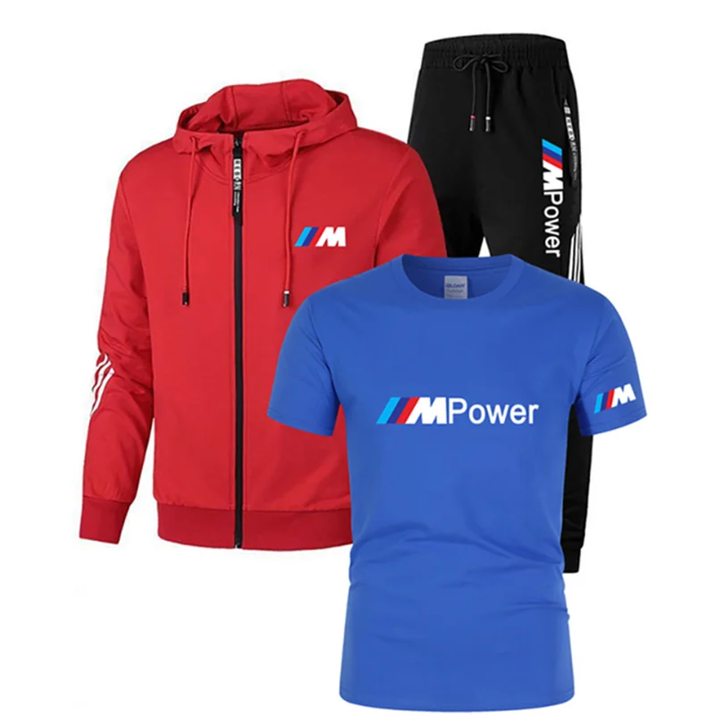 Casual Men's Tracksuit Spring Sportswear Tees Men 3 Piece Sets +Sweatpants Print Brand Zipper Male Sweatshirt Suit Oversized