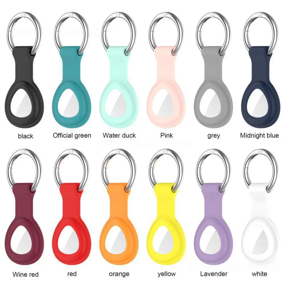 

Anti-loss Metal Spring Buckle Portable Tag Tracker Silicone Cover Locator Protective Case Tpu Protect Shell With Keychain