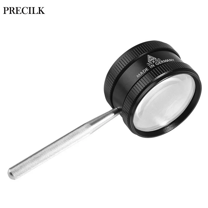 

50mm Optical White Glass Metal Cylinder 35X Handheld Magnifier Loupe Magnifying Glasses Reading Phone Screen Jewelry Appraisal