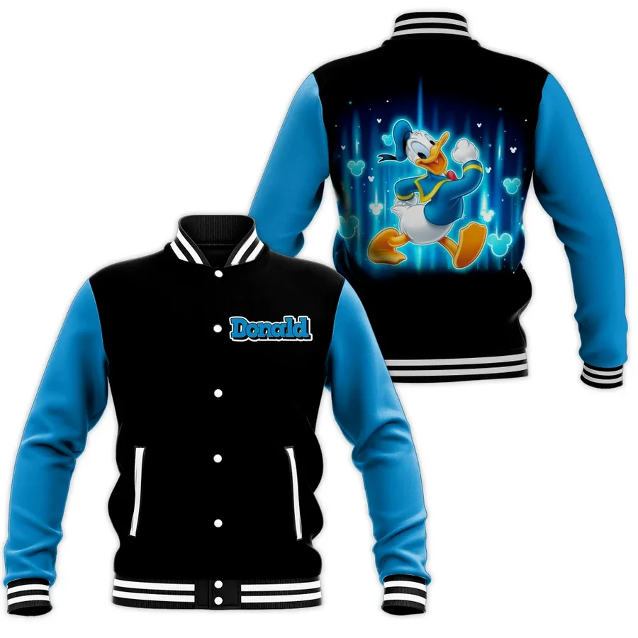 

2023 NEW Personalized Donald Duck Disney Baseball Jacket Love Donald Duck Cartoon Movie Fans Father's Day Mother's Day Baseball