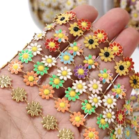 1m stainless steel 10mm width enamel daisy flower chains sunflower chain for women diy necklace bracelet jewelry making findings