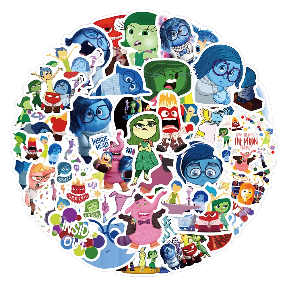 10/30/50Pcs Cute Disney Inside Out Cartoon Anime Stickers Per Laptop Moto Car Waterproof Cool Kids Fai Da Te Sticker Toys Regali