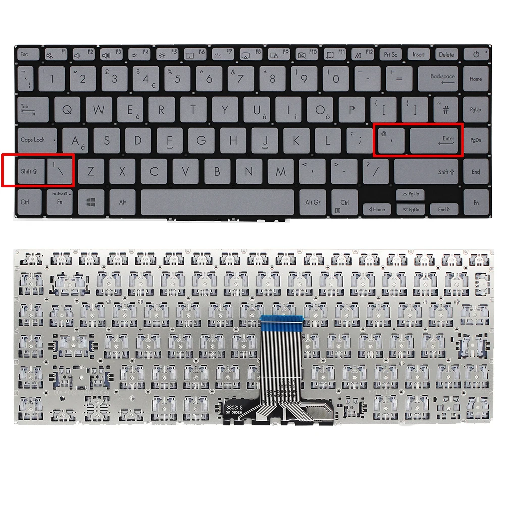 Английская клавиатура для ноутбука ASUS ZenBook 14 UX434IQ серебристая