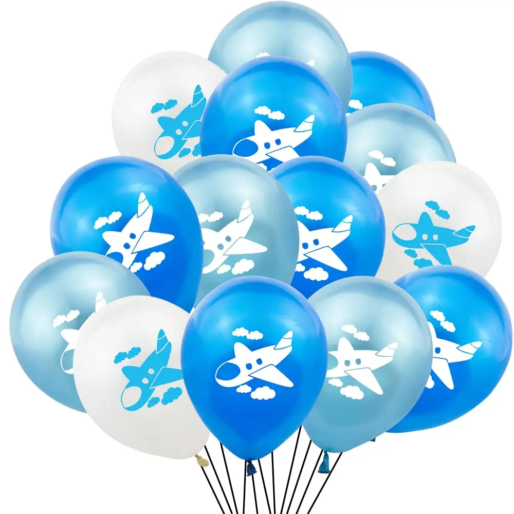 

30Pcs/Set Airplane Birthday Balloons Airplane Themed Decorations Boys Girls Kids Baby Shower Supplies Blue White