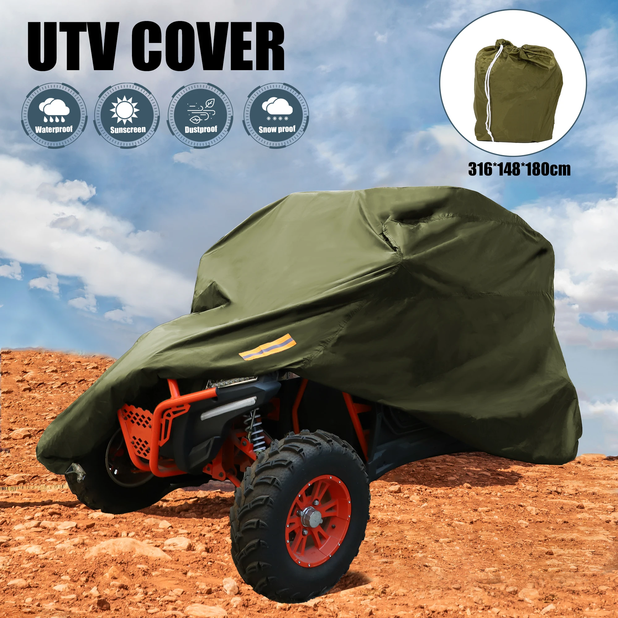 uxcell UTV Cover 210D Oxford Fabric Waterproof Full Cover for Polaris RZR for Ranger 2-3 4-6 Seater All Weather Protection