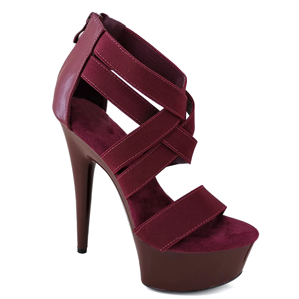 Leecab 6Inch/15cm cross lace upper with zipper  High Heels  Party Sexy Clubbing Exotic Pole Dancing Dancer Sandals