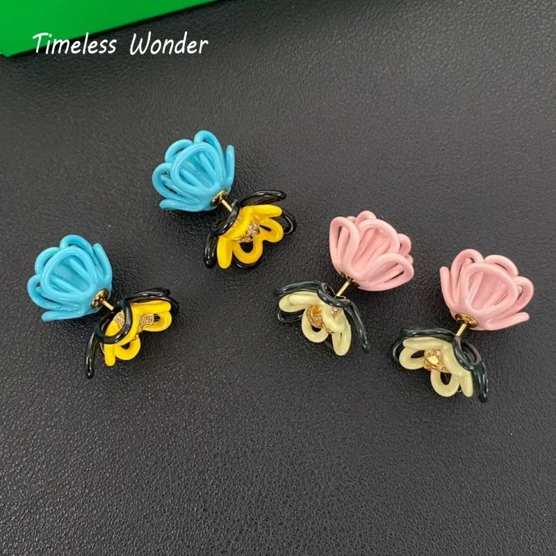 Вневременные серьги-гвоздики Wonder с эмалью и цирконием для женщин дизайнерские