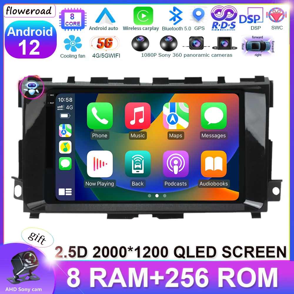 

256G DSP Autoradio Car Radio Multimedia Player for Nissan Teana 2013-2018 Android 12 Head Unit Auto Stereo Receiver Carplay Auto
