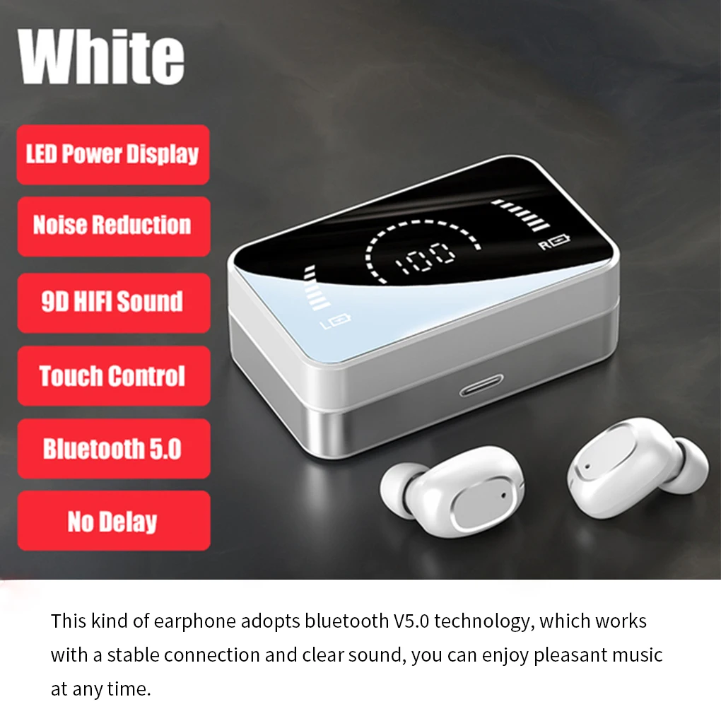 

TWS-совместимые наушники с Bluetooth 5,0, 3500 мАч, светодиодный дисплей, зарядная коробка, беспроводные наушники, спортивные водонепроницаемые науш...