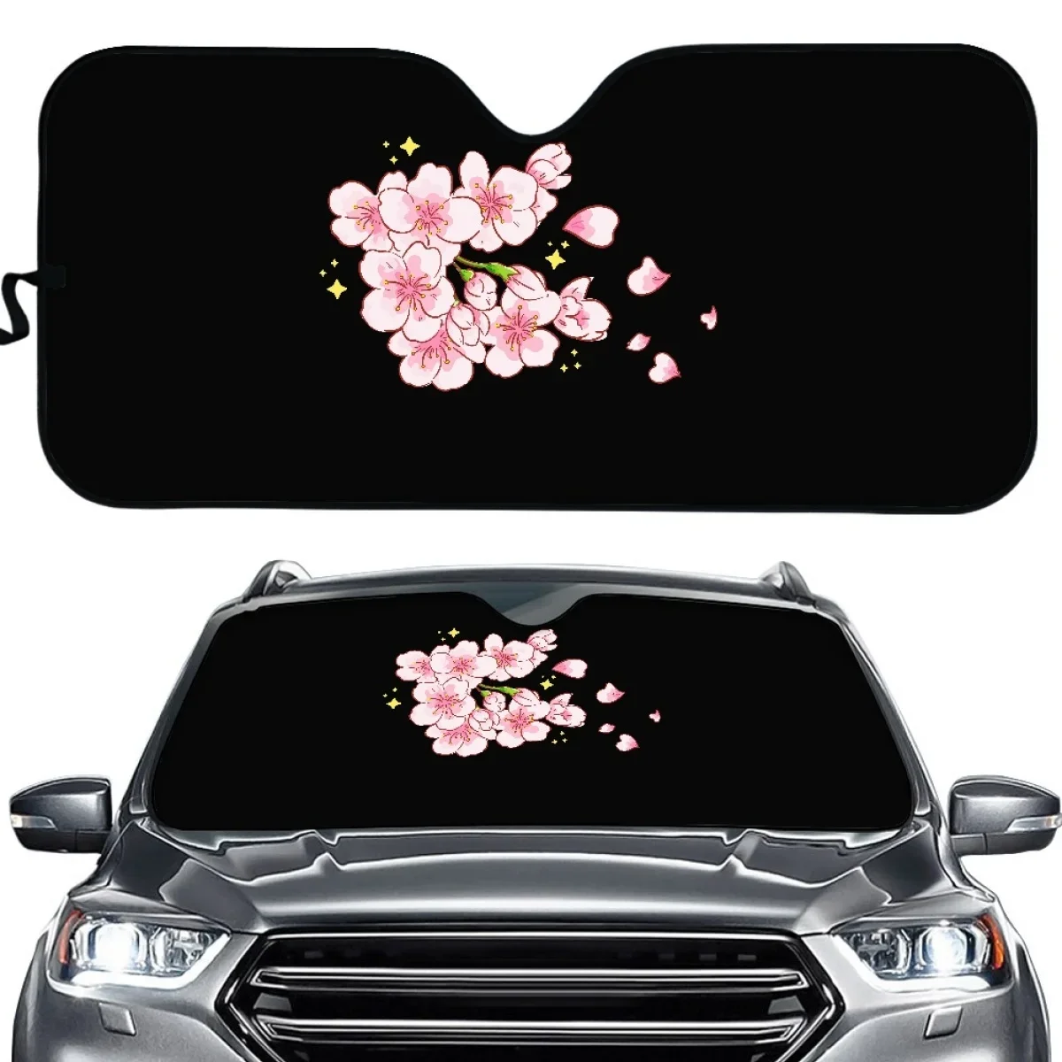 Козырек от солнца автомобильный с принтом розового цветка вишни