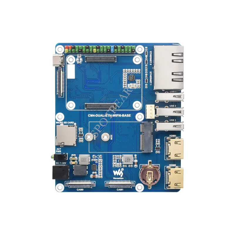 

Raspberry Pi компьютерный модуль 4 Плата расширения WIFI6 двойная плата ввода-вывода Ethernet плата Бортовая M.2 E ключевой интерфейс для CM4