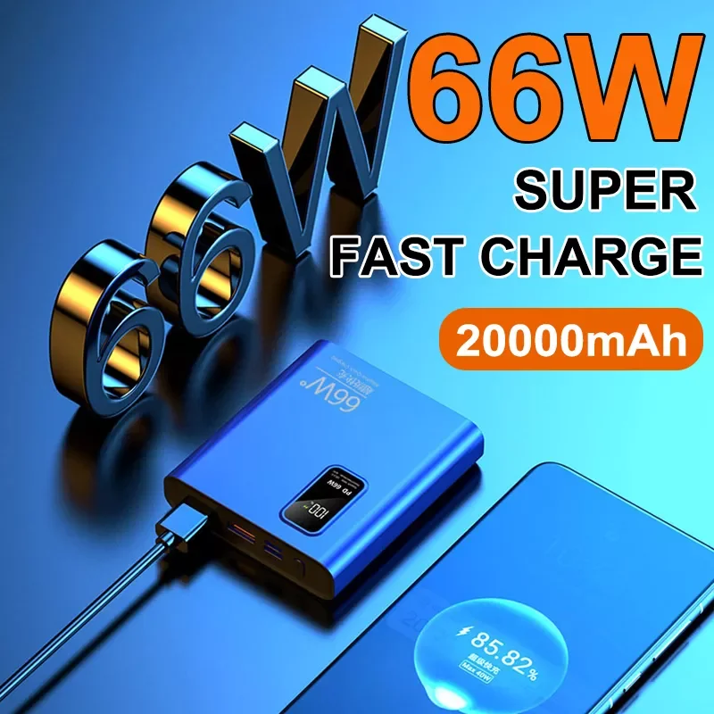 

66W Super Fast Charging Power Bank 20000mAh Digital Display External Battery Charger For 12 13 13Promax Portable Phone Powerbank