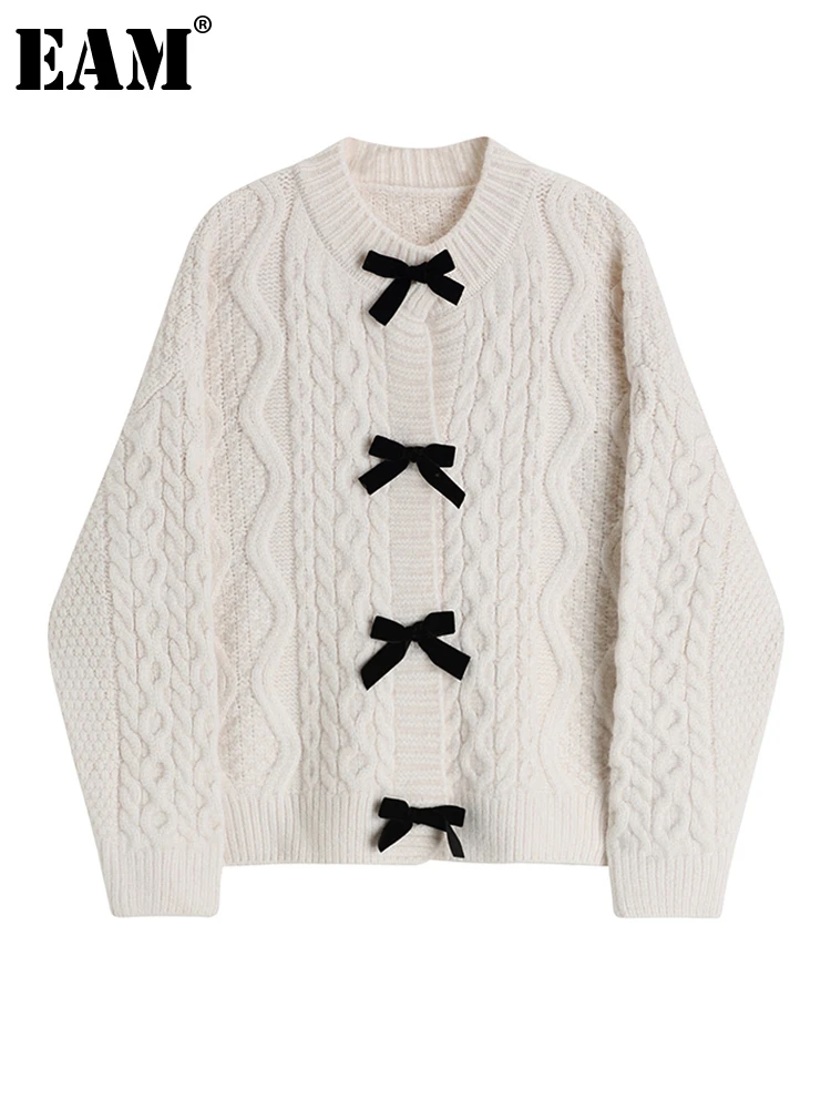 

[EAM] Apricot Big Size Knitting Cardigan Sweater Loose Fit O-Neck Long Sleeve Women New Fashion Tide Autumn Winter 2022 1DF1191